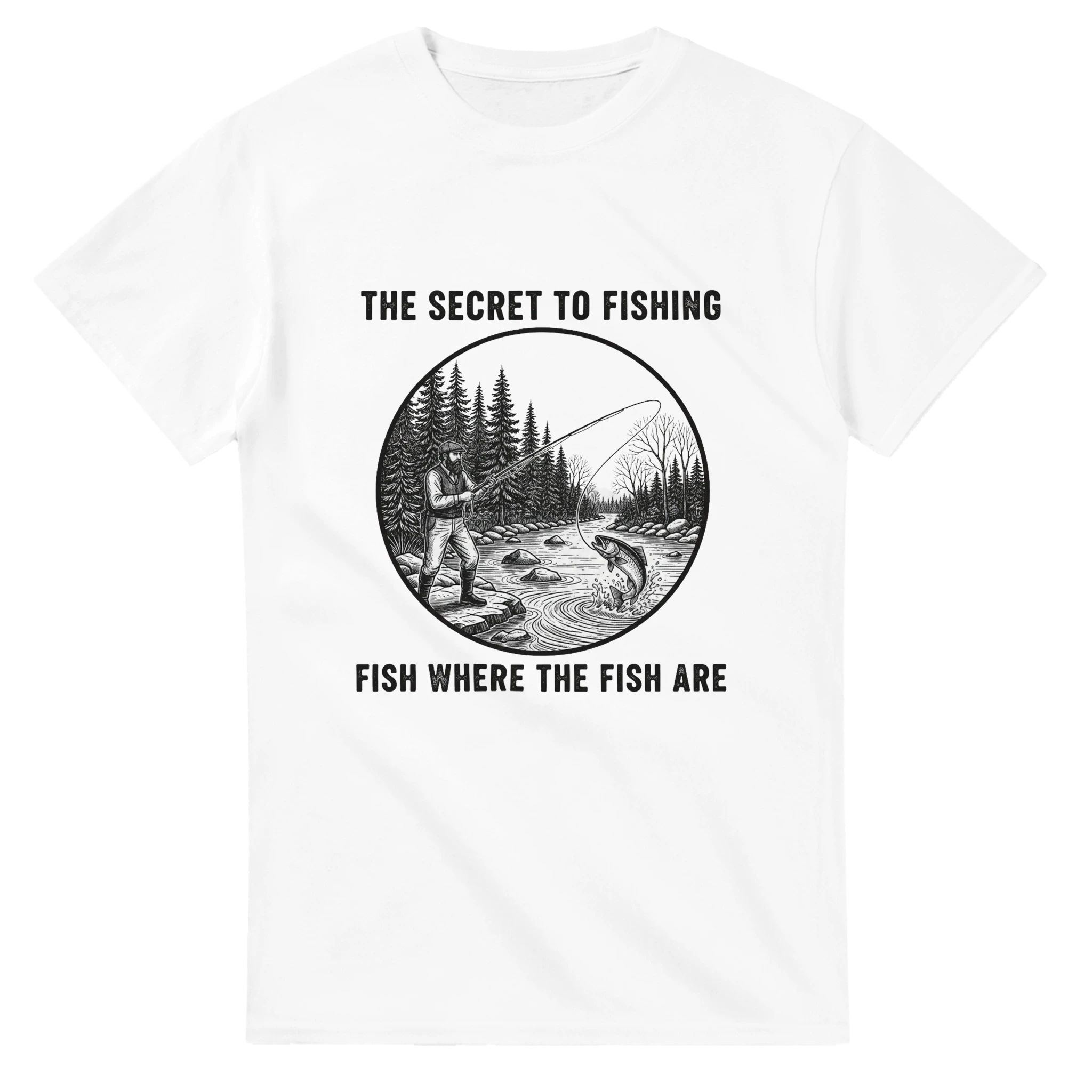 The Secret to Fishing is Fish Where the Fish Are T-Shirt fishing humor design