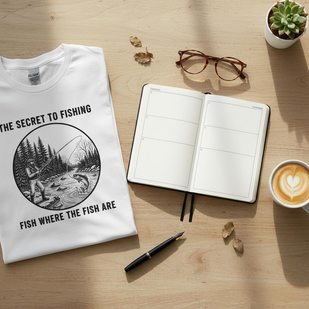 The Secret to Fishing is Fish Where the Fish Are T-Shirt fishing humor design