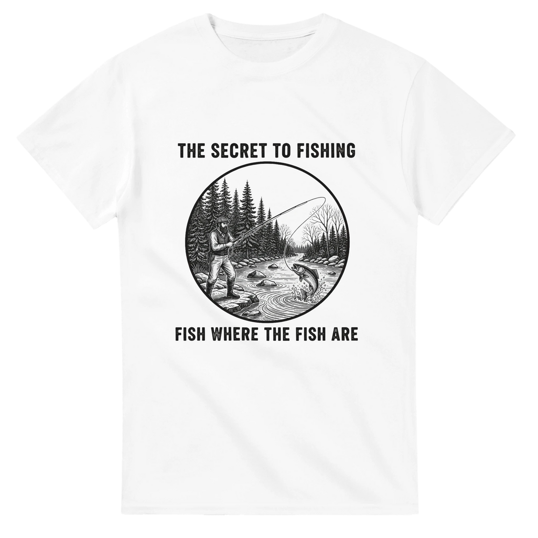 The Secret to Fishing is Fish Where the Fish Are T-Shirt fishing humor design