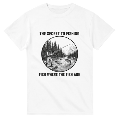 The Secret to Fishing is Fish Where the Fish Are T-Shirt fishing humor design